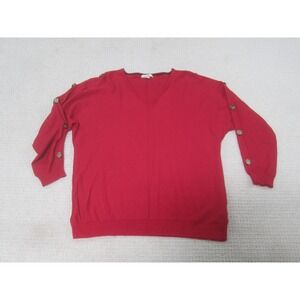 Isela Sweater‎ Womens Large Button Sleeve Pullover Knit Lightweight Casual Top